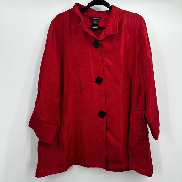 Ali Miles Jacket Womens 1X Red Button Woven Art Wire Collar Statement - Picture 1 of 11